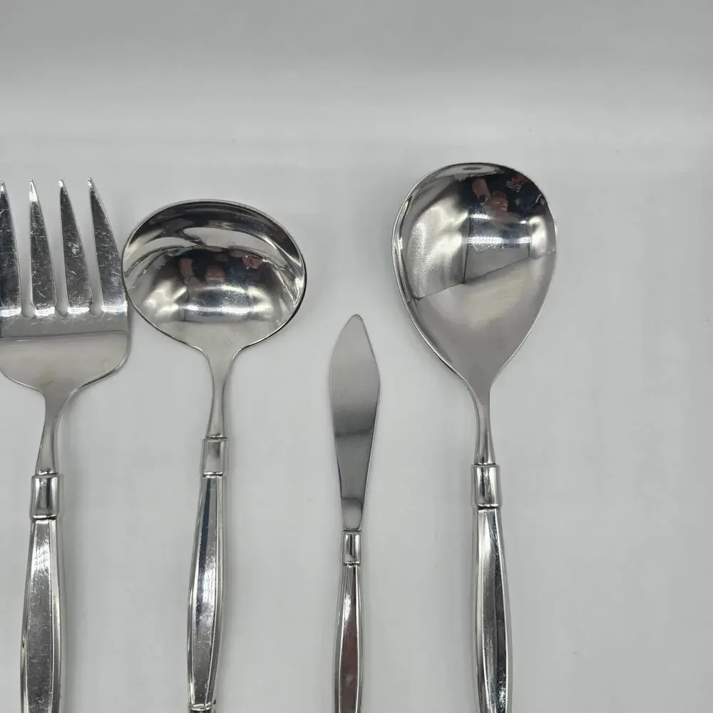 Oneida Act 1 Glossy Stainless Heirloom Cube Flatware Serving Set of 8 pieces